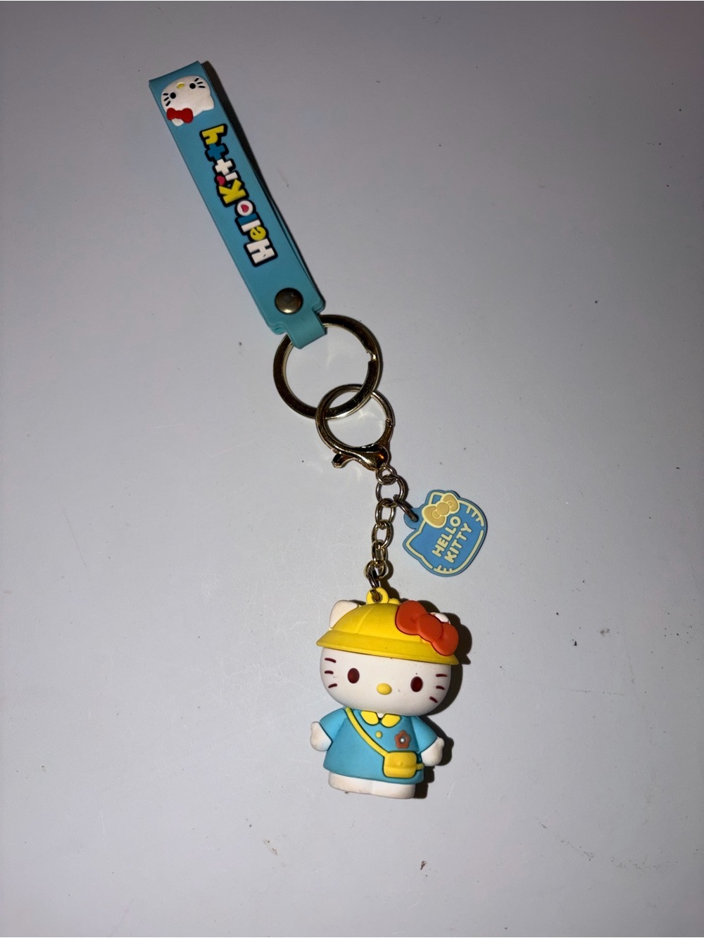Hello Kitty Blue Outfit with Yellow Hat Keychain